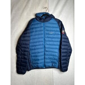 Scandinavian Explorer Mens Blue Down Puffer Hooded Jacket XL 71 10 21 Full Zip